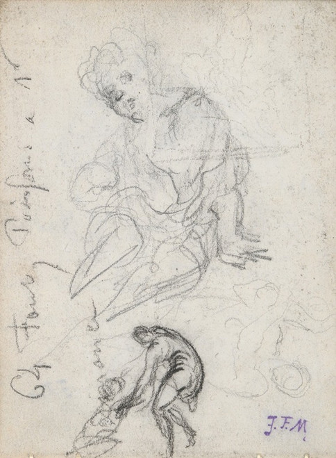 Seated Child and Other Studies  Poster Print by Jean-Fran√ßois Millet