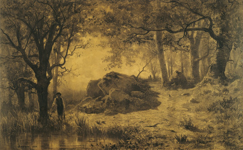 Pond at the Edge of the Wood  Poster Print by Adolphe Appian