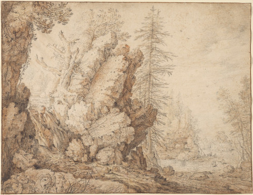 Landscape with Waterfall  Poster Print by Roelant Savery