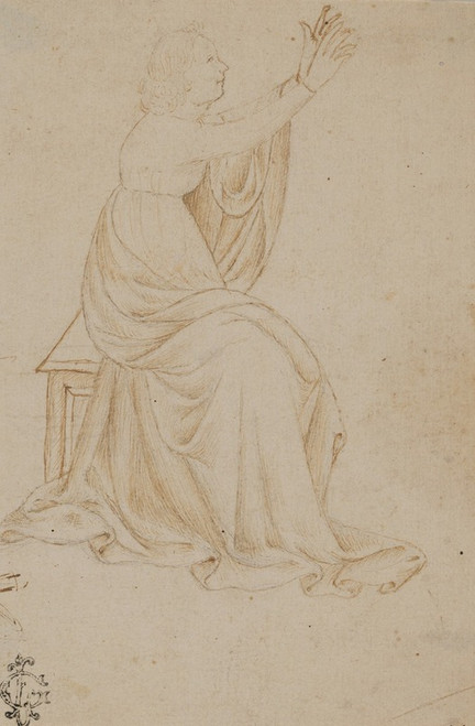 Seated Female Figure with Upraised Arms, Facing Right  Poster Print by Veronese School