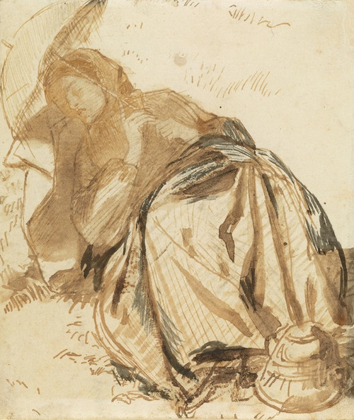 Portrait of Elizabeth Siddal Resting, Holding a Parasol  Poster Print by Dante Gabriel Rossetti