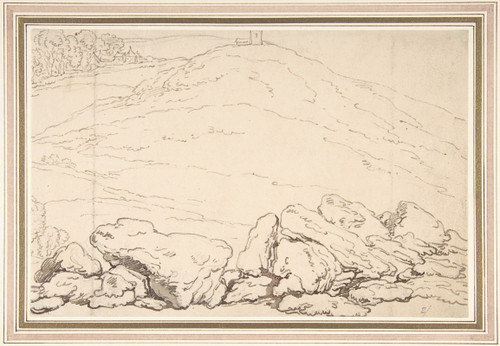 Hilly landscape with rocks  Poster Print by Thomas Rowlandson