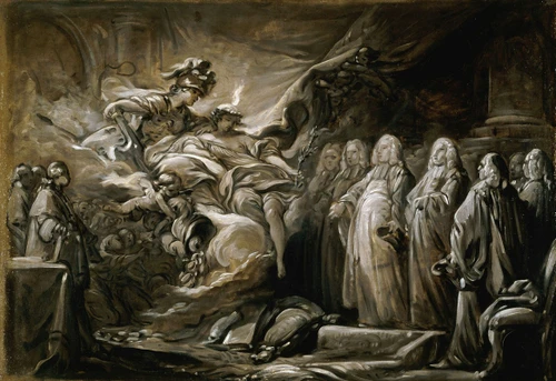 Le Pr√É¬©v√É¬¥t des marchands et les √É‚Ä∞chevins de la Ville de Paris; all√É¬©gorie au trait√É¬© de Paris   Poster Print by Jean-Baptiste Deshays
