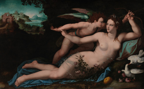 Venus Disarming Cupid  Poster Print by Alessandro Allori