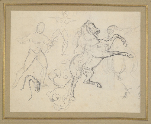 Studies of Figures, Horses and Dogs Poster Print by Eug‚îú¬øne Delacroix