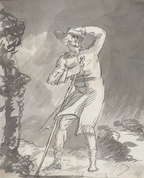 Male Traveler in a Storm  Poster Print by William Hamilton