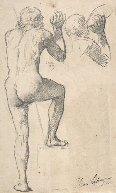 Back View of a Male Nude  Poster Print by Henri Lehmann