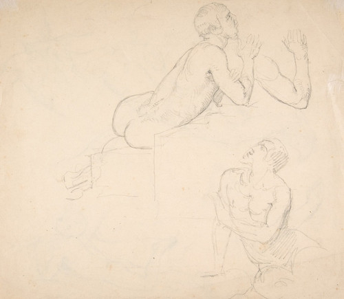 Studies of Seated Man  Poster Print by Eduard Julius Friedrich Bendemann