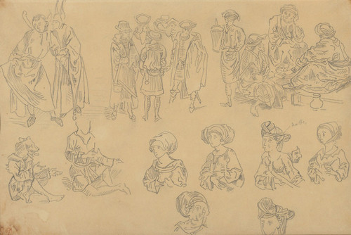 Figures in Medieval Costume   Poster Print by Eug‚îú¬øne Delacroix