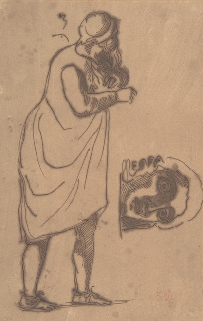 A Bearded Man, Standing, and a Classical Head  Poster Print by Eug‚îú¬øne Delacroix