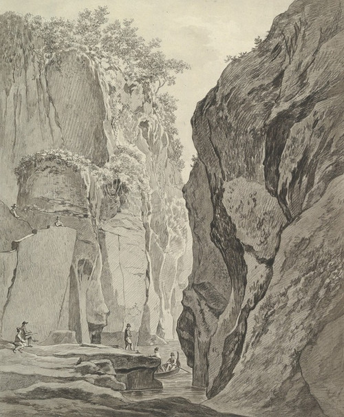 Figures Boating in a Gorge near Sorrento Poster Print by Dani‚îú¬Ωl Dupr‚îú‚åê