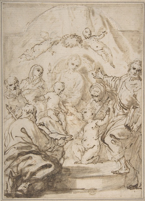 The Virgin and Child Enthroned with Attendant Saints  Poster Print by Antonio Gionima
