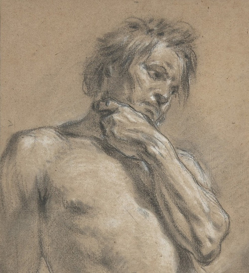 Half-Length Study of a Man Poster Print by Fran‚îú¬∫ois Boucher