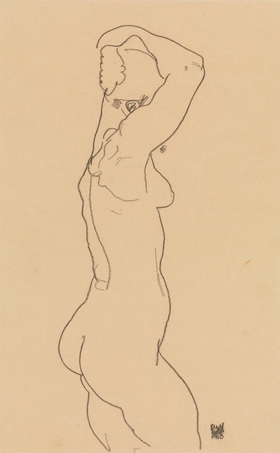 Standing Nude, Facing Right  Poster Print by Egon Schiele