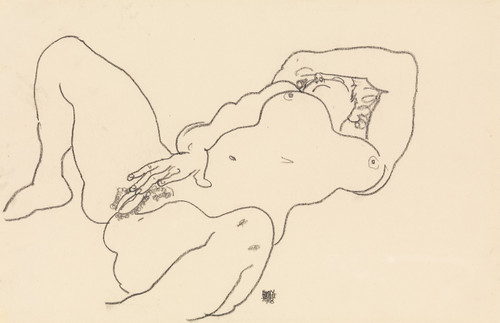 Reclining Nude  Poster Print by Egon Schiele
