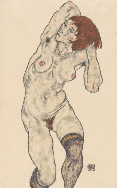 Nude in Black Stockings  Poster Print by Egon Schiele