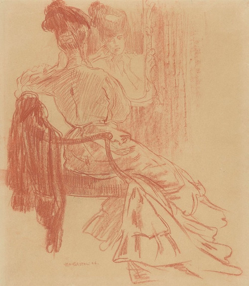 Zittende dame voor spiegel Poster Print by Leo Gestel