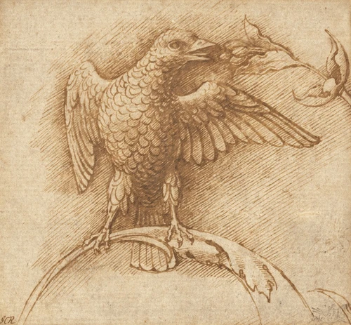 A Bird Perched on a Branch with Fruit  Poster Print by Andrea Mantegna
