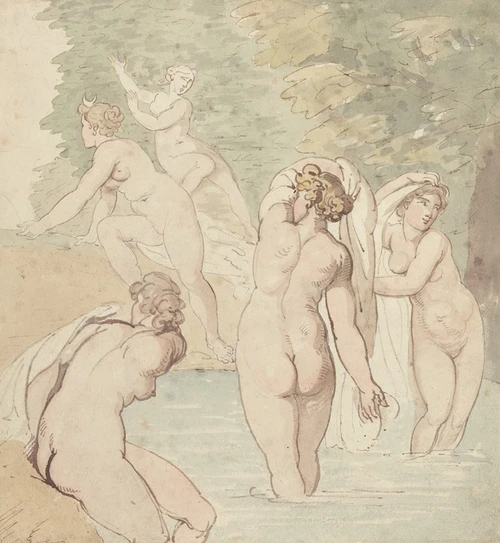 Diana and Her Nymphs Bathing Poster Print by Thomas Rowlandson