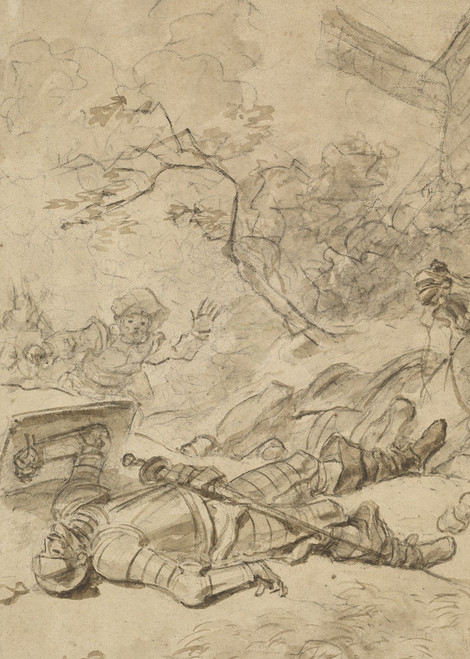 Don Quixote Defeated by the Windmill  Poster Print by Jean-Honor‚îú‚åê Fragonard