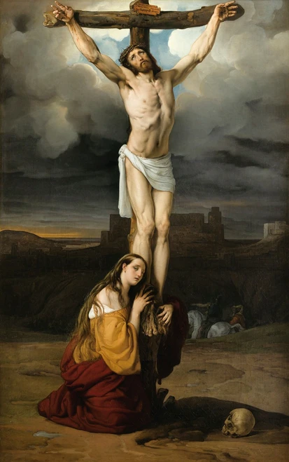 Penitent Magdalene at the foot of the cross  Poster Print by Francesco Hayez