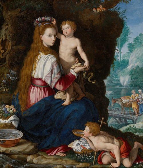Madonna with the Infant Saint John the Baptist Poster Print by Alessandro Allori