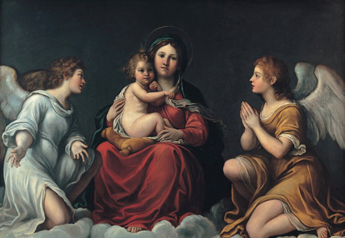 Madonna with the Child and angels  Poster Print by Francesco Albani