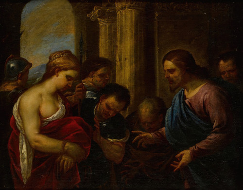 Christ and the Adulteress Poster Print by Luca Giordano