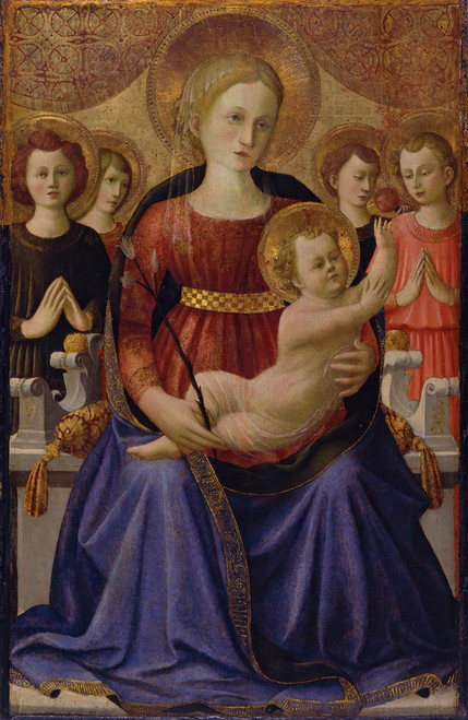 Virgin and Child with Four Angels and the Redeemer  Poster Print by Zanobi Strozzi