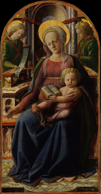 Madonna and Child Enthroned with Two Angels  Poster Print by Filippo Lippi