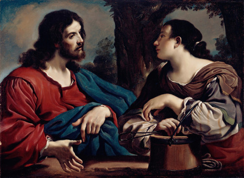 Christ and the Woman of Samaria  Poster Print by Follower of Guercino