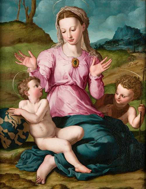 Madonna and Child with Saint John the Baptist  Poster Print by Agnolo Bronzino