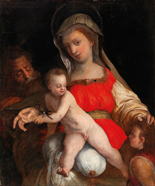 The Holy Family with the Infant Saint John the Baptist  Poster Print by Roman School