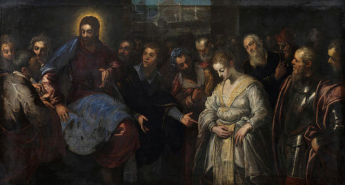 Christ and the Adulteress  Poster Print by Jacopo Tintoretto