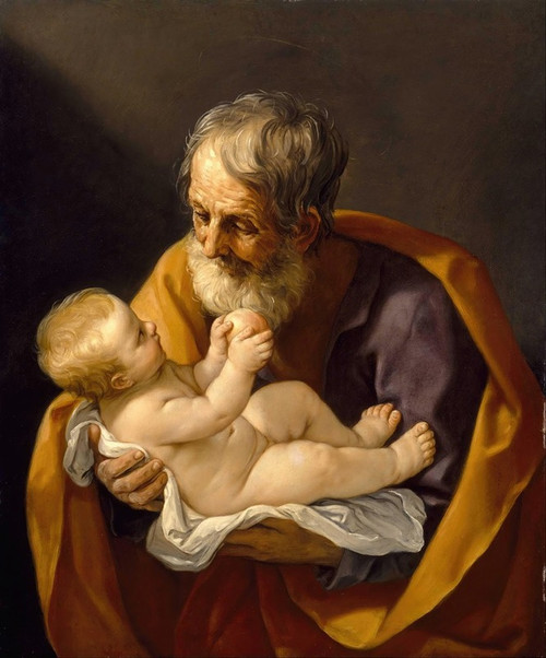 Saint Joseph and the Christ Child Poster Print by Guido Reni