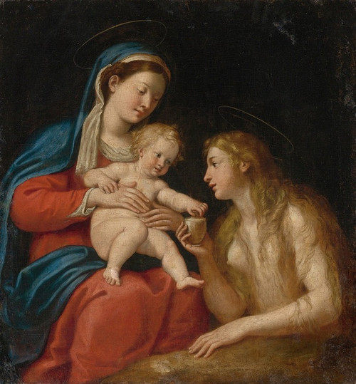 Madonna And Child With Mary Magdalene Poster Print by Francesco Albani