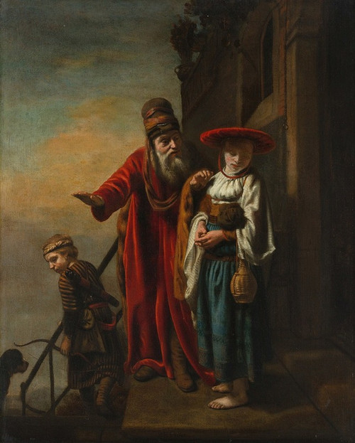 Abraham Dismissing Hagar and Ishmael  Poster Print by Nicolaes Maes