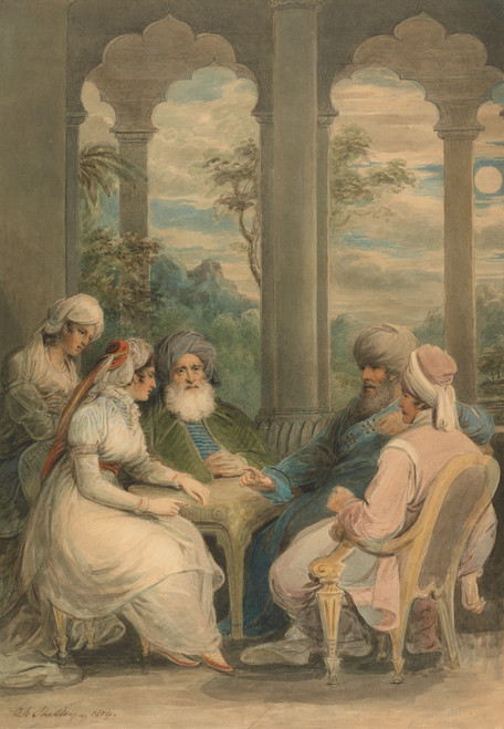 Prince Rasselas and His Sister Conversing in Their Summer Palace on the Banks of the Nile  Poster Print by Samuel Shelley