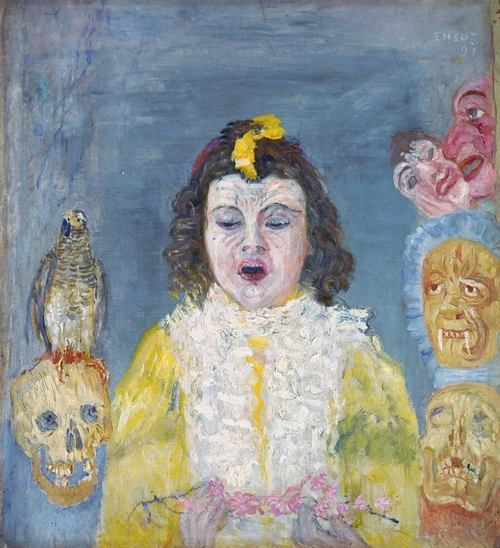 Girl with Masks   Poster Print by James Ensor