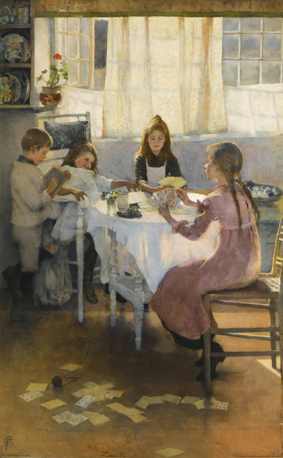 A Game of Old Maid Poster Print by Elizabeth Adela Forbes