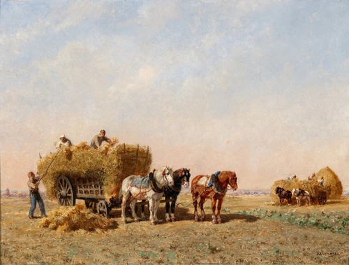 Loading the Corn  Poster Print by Jules-Jacques Veyrassat