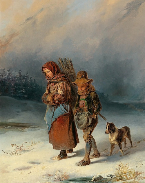 Young Brushwood Gatherers  Poster Print by Johann Matthias Ranftl
