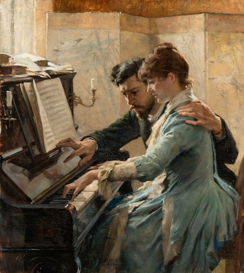 At the Piano  Poster Print by Albert Edelfelt