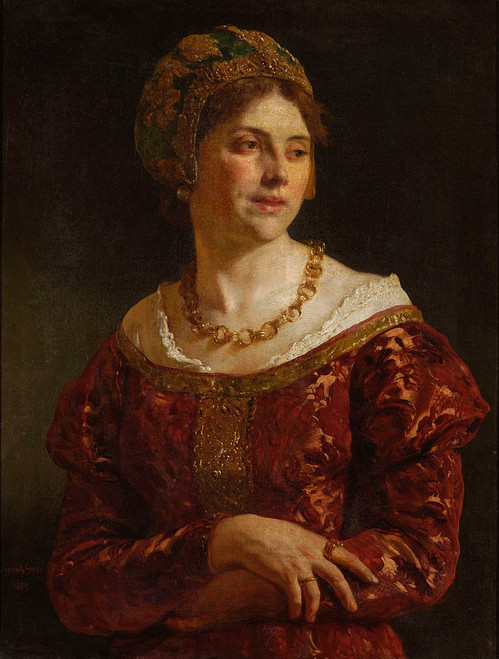 Portrait of a Cracovian townswoman in the 17th-century costume  Poster Print by Wojciech Gerson