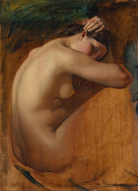 Study of a Female Nude Poster Print by Henri Lehmann