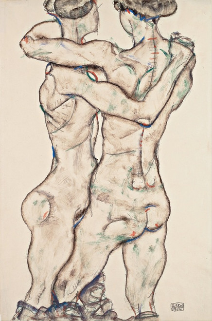 Naked Girls Embracing  Poster Print by Egon Schiele