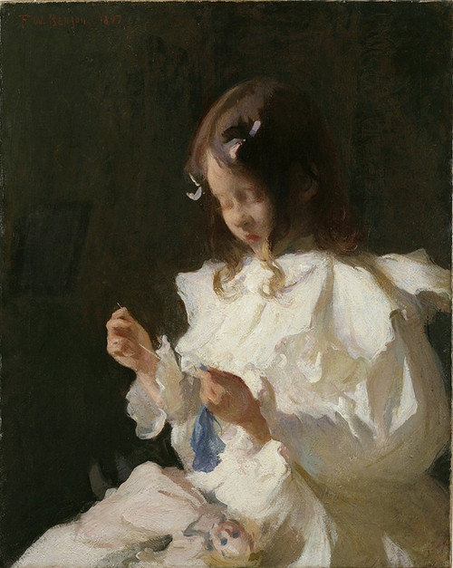 Portrait of a Child Sewing  Poster Print by Frank Weston Benson