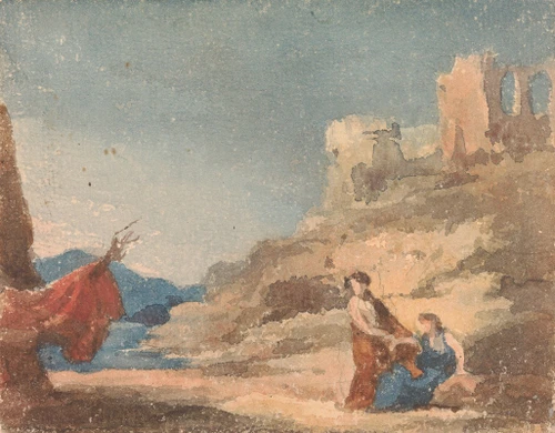 Figures Among Ruins on Hill Poster Print by Thomas Sully