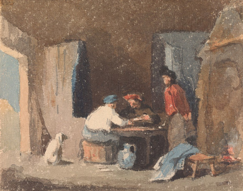 Figures at a Table Inside a Cottage Poster Print by Thomas Sully