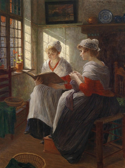 Zwei M‚îú√±dchen am Fenster  Poster Print by Walther Firle